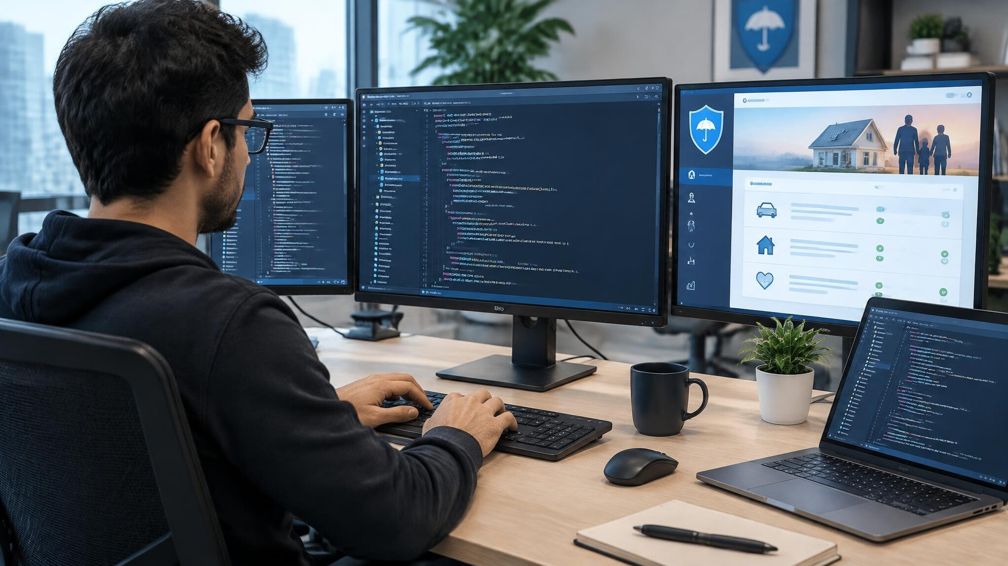 programmer working on insurance software