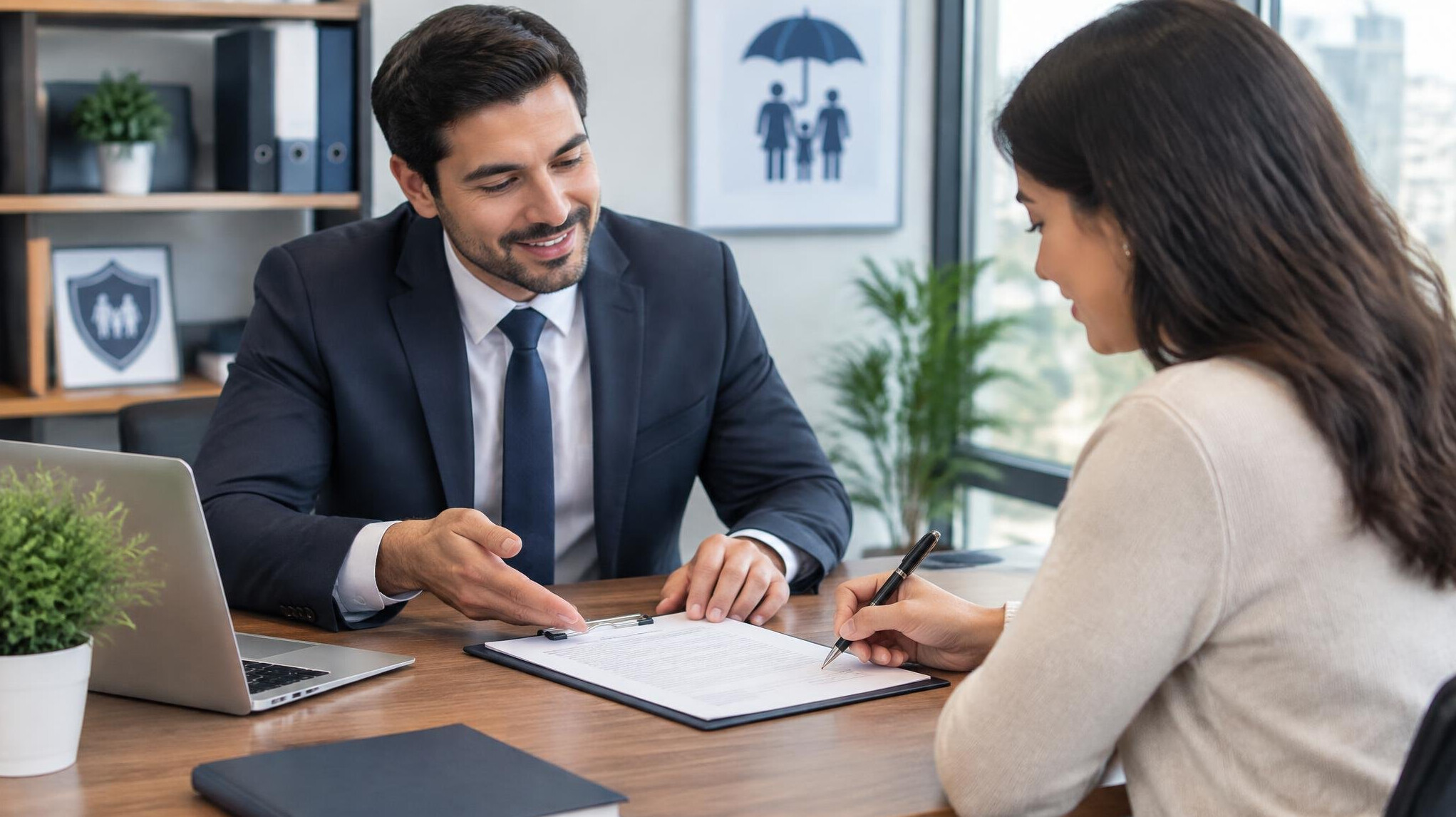 insurance advisor with client